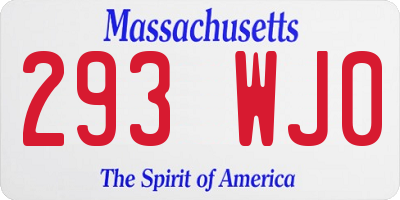 MA license plate 293WJ0