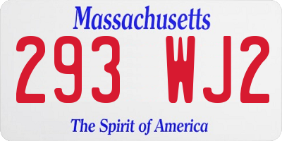 MA license plate 293WJ2