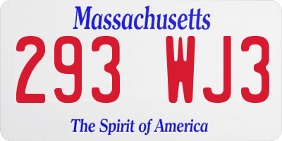 MA license plate 293WJ3