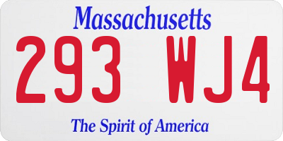 MA license plate 293WJ4