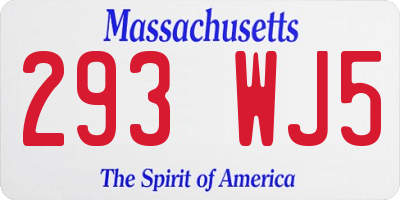 MA license plate 293WJ5