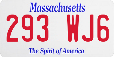 MA license plate 293WJ6