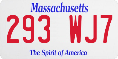 MA license plate 293WJ7