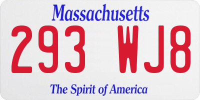MA license plate 293WJ8