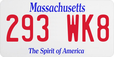 MA license plate 293WK8