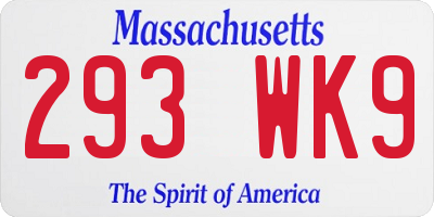 MA license plate 293WK9