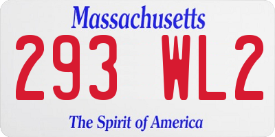 MA license plate 293WL2