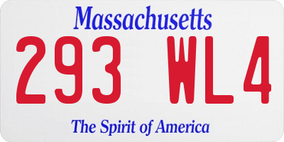 MA license plate 293WL4