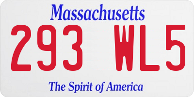 MA license plate 293WL5