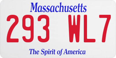 MA license plate 293WL7