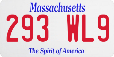 MA license plate 293WL9