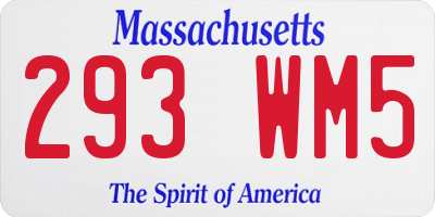 MA license plate 293WM5