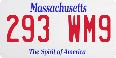 MA license plate 293WM9