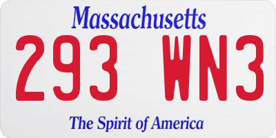 MA license plate 293WN3