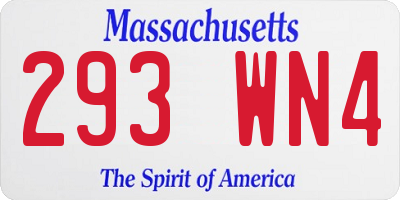MA license plate 293WN4