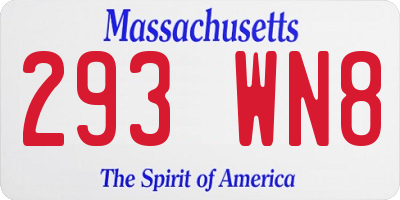 MA license plate 293WN8