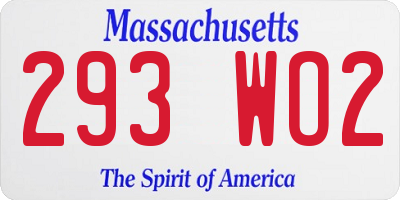 MA license plate 293WO2