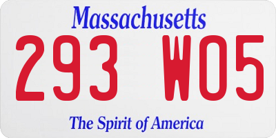 MA license plate 293WO5