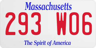 MA license plate 293WO6