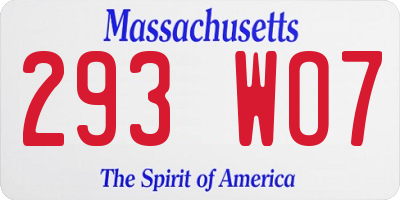 MA license plate 293WO7