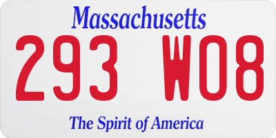 MA license plate 293WO8