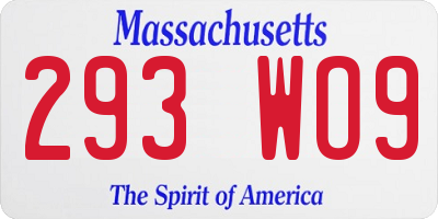 MA license plate 293WO9