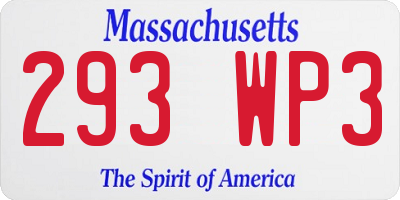 MA license plate 293WP3