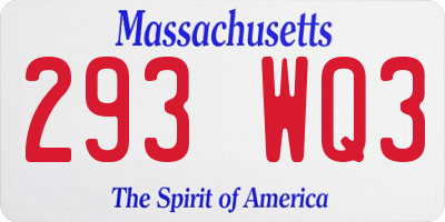 MA license plate 293WQ3