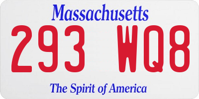 MA license plate 293WQ8