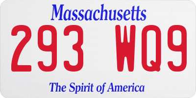 MA license plate 293WQ9