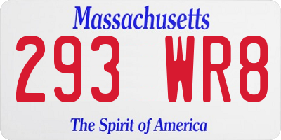 MA license plate 293WR8