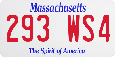 MA license plate 293WS4