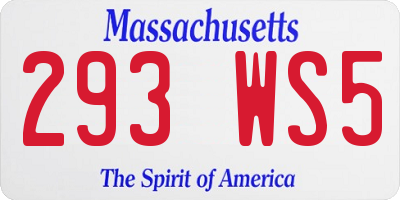 MA license plate 293WS5