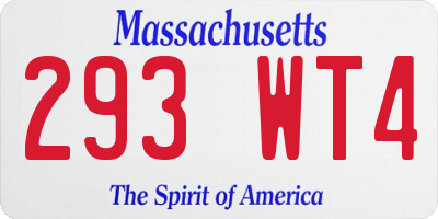 MA license plate 293WT4