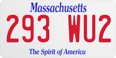 MA license plate 293WU2