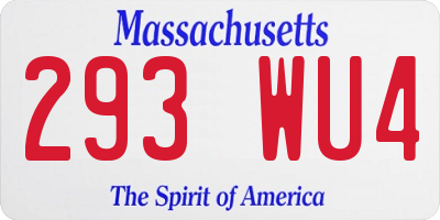 MA license plate 293WU4