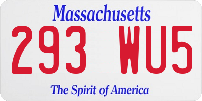 MA license plate 293WU5