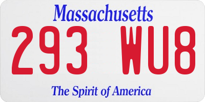 MA license plate 293WU8