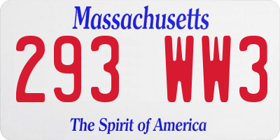 MA license plate 293WW3