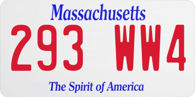 MA license plate 293WW4