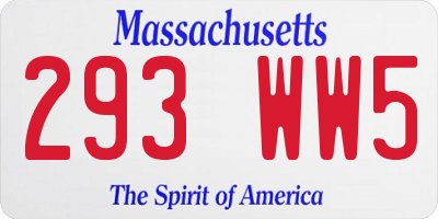 MA license plate 293WW5