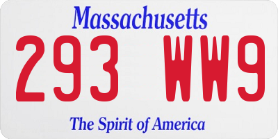 MA license plate 293WW9