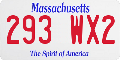 MA license plate 293WX2