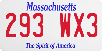 MA license plate 293WX3