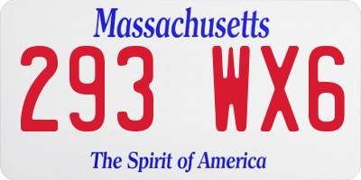 MA license plate 293WX6