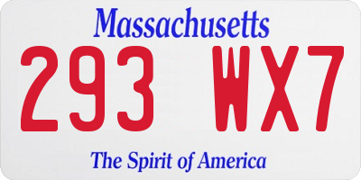 MA license plate 293WX7