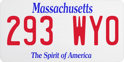 MA license plate 293WY0