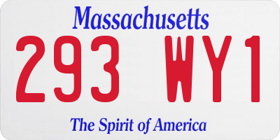 MA license plate 293WY1