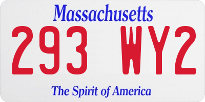 MA license plate 293WY2