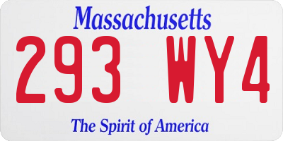 MA license plate 293WY4